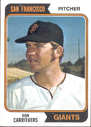 1974 Topps Baseball Cards      361     Don Carrithers